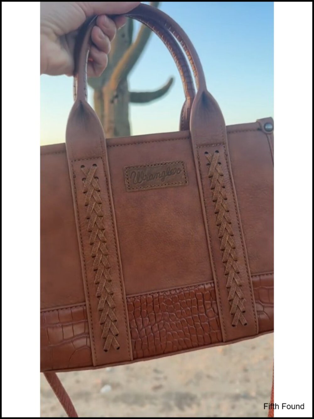 Crocodile Pattern Whipstitch Western Tote Satchel Top Handle Crossbody - Picture 6 of 6